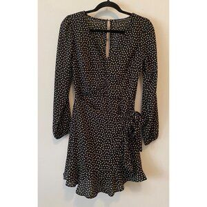 Abercrombie & Fitch Dress Black & White Polka Dot Long Sleeves Side Waist Tie XS